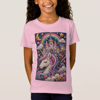 Förtrollad Enhörnings Slott 3D Mozaik T Shirt