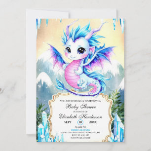 Förtrollad Enkel Drak-Baby Shower Inbjudningar