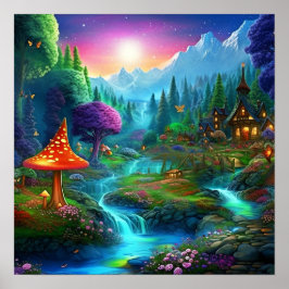 Förtrollad Fantastisk Färgrik Magisk Whimsical Lan Poster