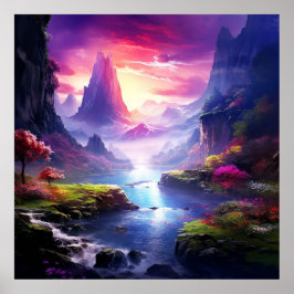 Förtrollad Fantastisk Färgrik Magisk Whimsisk Land Poster