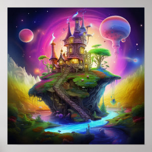Förtrollad Fantastisk Färgrik Magisk Whimsisk Land Poster