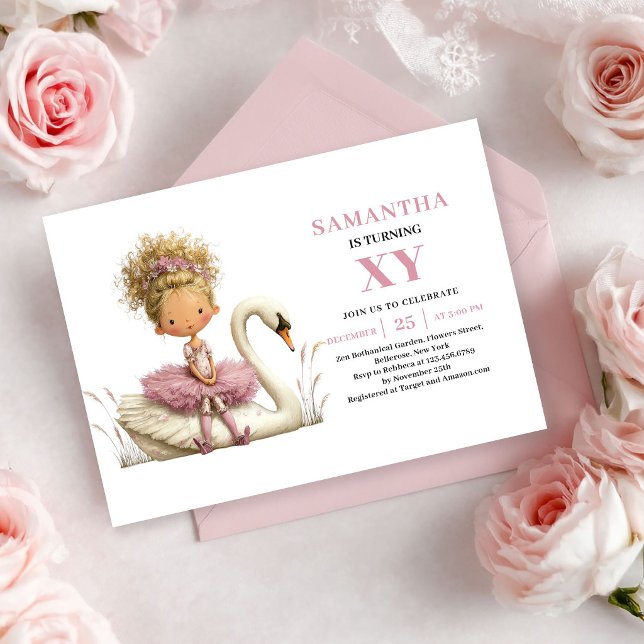 Förtrollad Fe-tjej 1-års födelsedag Rosenskär Rosa Inbjudningar (Enchanted Fairy Girl 1st Birthday Blush Pink invitation)