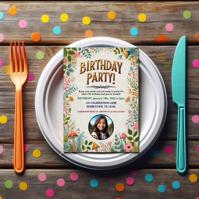 Förtrollad Fée Blommig Födelsedagsinbjudan Inbjudningar (Skapare uppladdad)