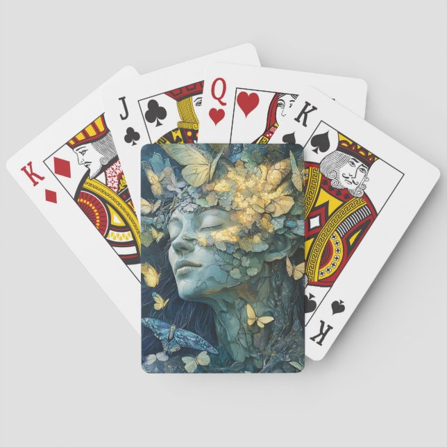 Förtrollad fjärilsskogsgudinna (4) casinokort (Baksidan)