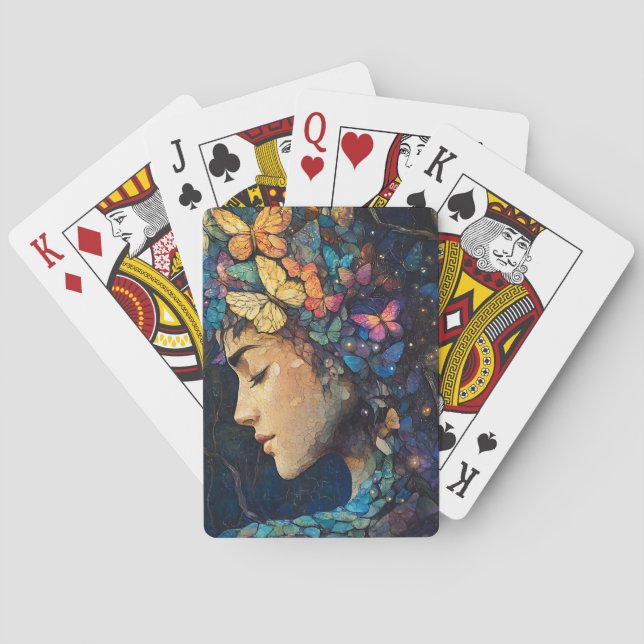 Förtrollad fjärilsskogsgudinna (5) casinokort (Baksidan)