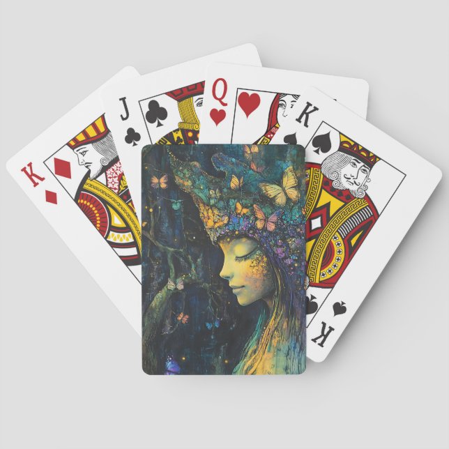 Förtrollad fjärilsskogsgudinna (6) casinokort (Baksidan)