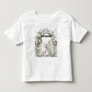 Förtrollad flickaktig rosa blommig trädgårdskanin t shirt