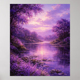 Förtrollad flod under lila himmel poster
