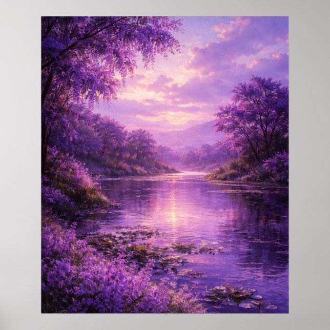 Förtrollad flod under lila himmel poster (Framsidan)