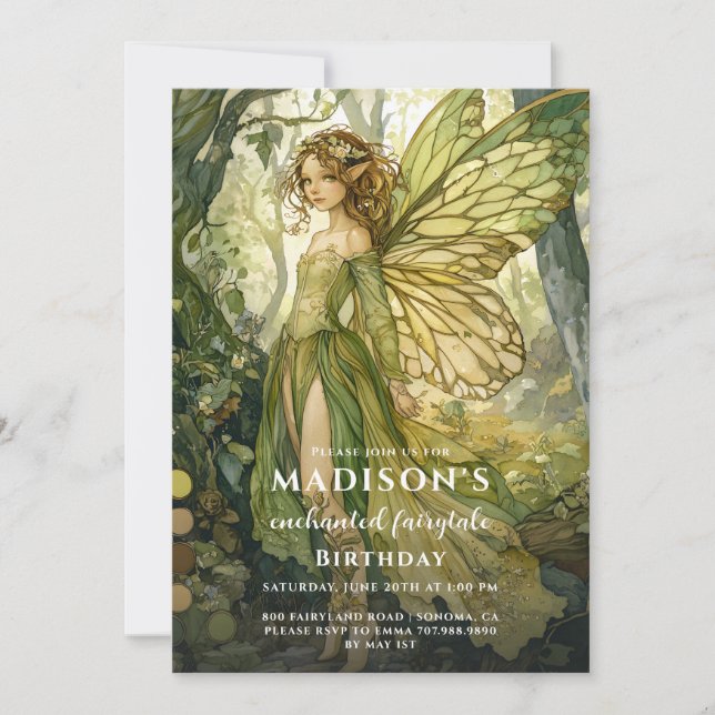 Förtrollad Forest Fairy Birthday Inbjudningar (Framsida)