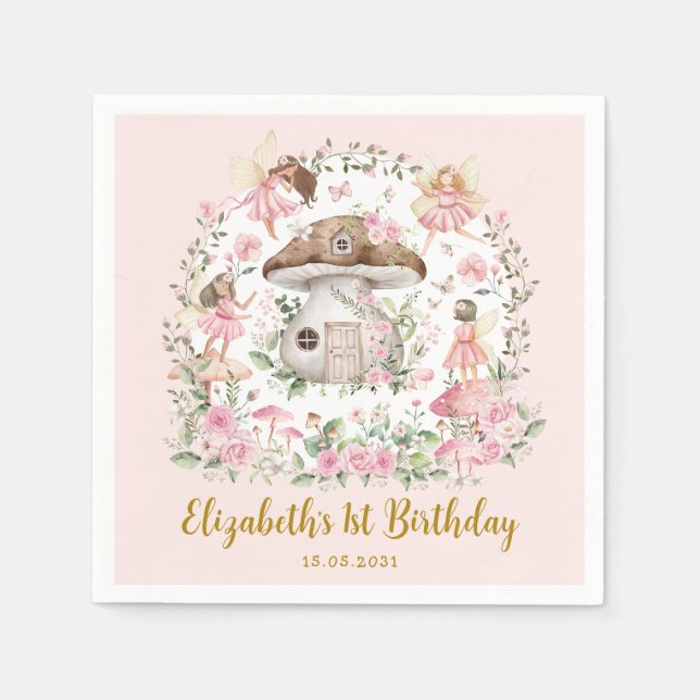 Förtrollad Forest Fairy Tea Party Girls Birthday Pappersservett (Framsidan)