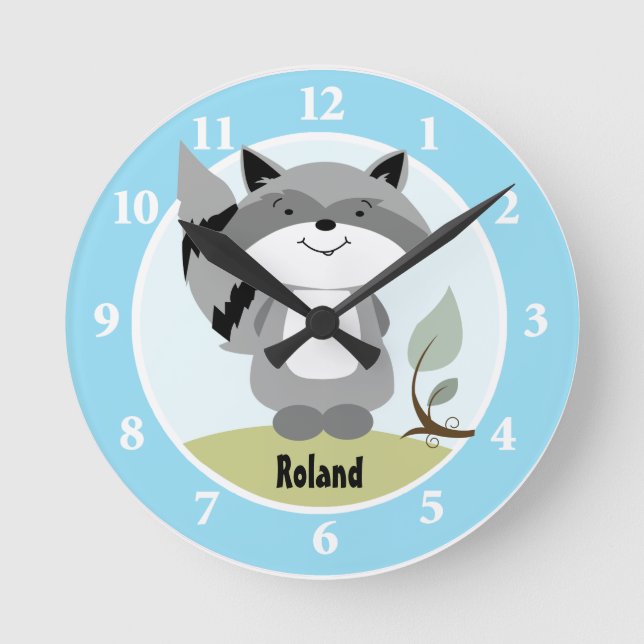 Förtrollad Forest Raccoon Wall Clock Rund Klocka (Framsida)