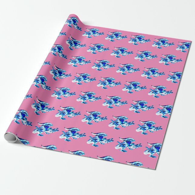 Förtrollad Frostdrake med Rosa Högdagerpunkter Presentpapper (Utrullad)