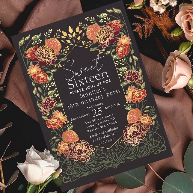 Förtrollad Garden Blommigt Sweet 16 Birthday Inbjudningar (Skapare uppladdad)