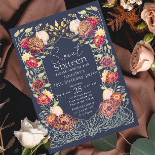 Förtrollad Garden Blommigt Sweet 16 Birthday Inbjudningar