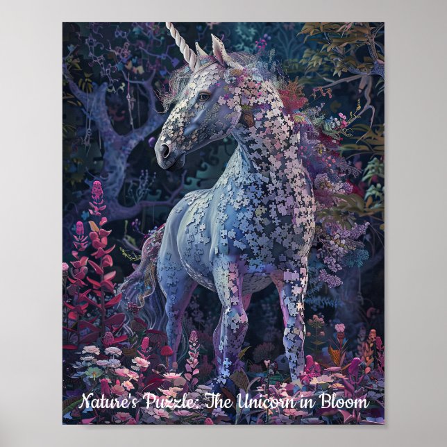 Förtrollad Garden Unicorn Puzzle Poster (Framsidan)