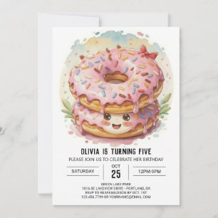 Förtrollad Girly Donuts Birthday Inbjudningar