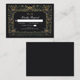 Förtrollad gotisk kråka blommande vigsel grön RSVP Tilläggskort