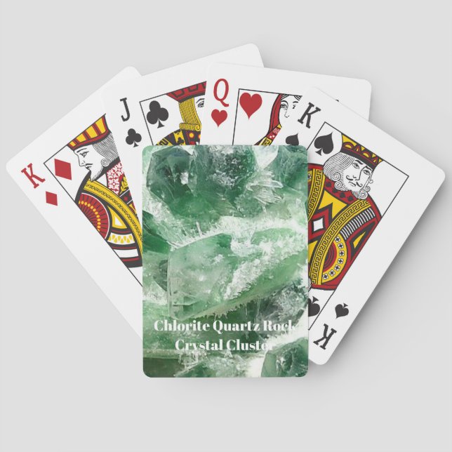 Förtrollad grön klorit kvartskristall specimen casinokort (Baksidan)