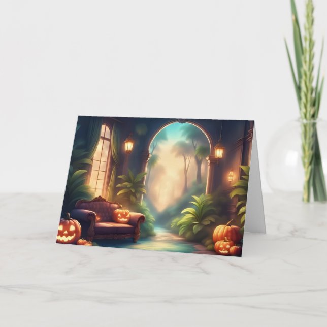 Förtrollad Halloween Evening Notecard Tack Kort (Framsida)