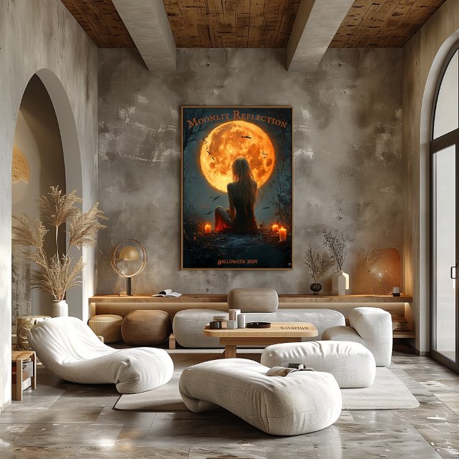Förtrollad Halloween med fullmåne, ljus och fladde Poster (Skapare uppladdad)