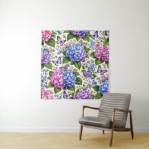 Förtrollad Hortensia Fjäril Blommönster