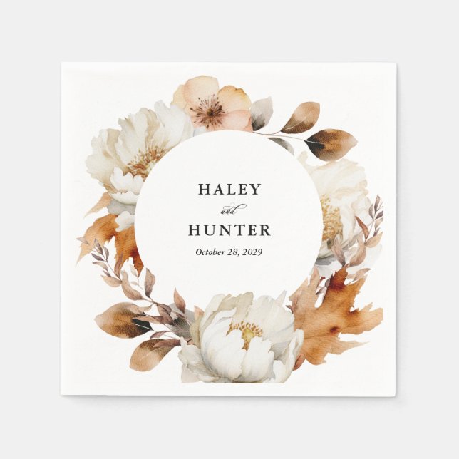 Förtrollad höstblomma i Botaniska Bröllop Pappersservett (Framsidan)