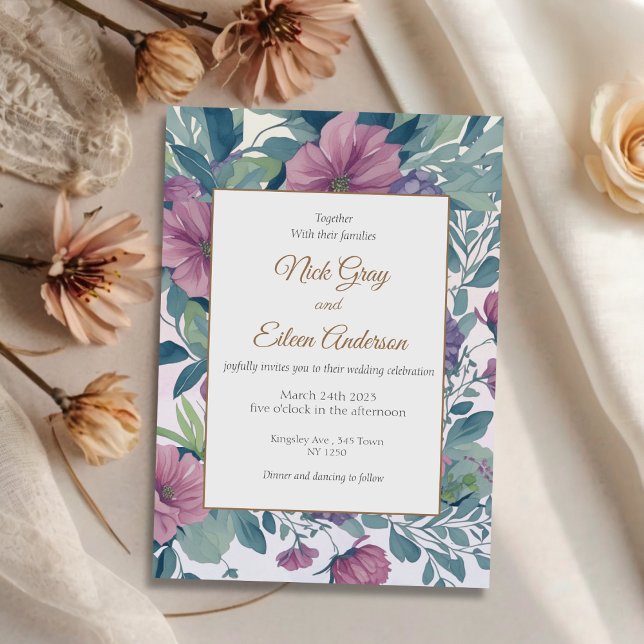 Förtrollad inbjudan till Garden Blommigt bröllop (Enchanted Garden Floral Wedding Invite)