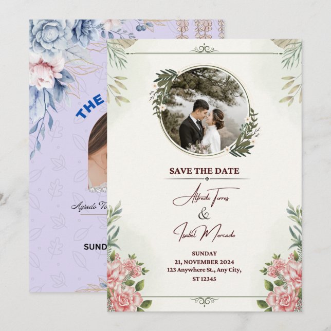 Förtrollad inbjudan till Garden Wedding (Fram/baksida)
