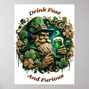 Förtrollad kväll med öl En leprechauns skål 18x24 Poster