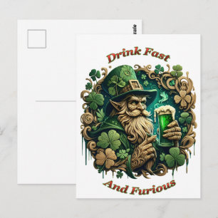 Förtrollad kväll med öl - Leprechauns skål Vykort
