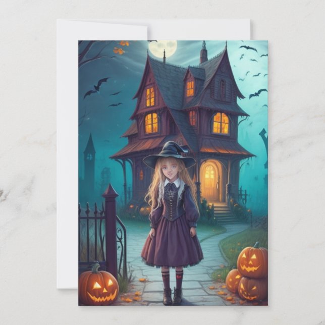 Förtrollad kväll på det spökiga herrgården julkort (Framsida)