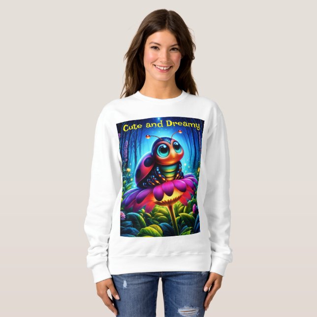 Förtrollad Ladybug mjuk glödande fantasi-blomma T Shirt (Hel framsida)