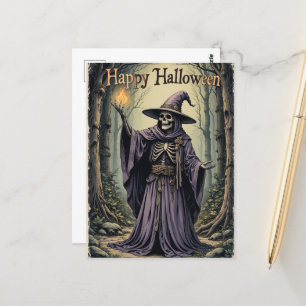 Förtrollad lila häxa Halloween-kort Mystiskt Vykort