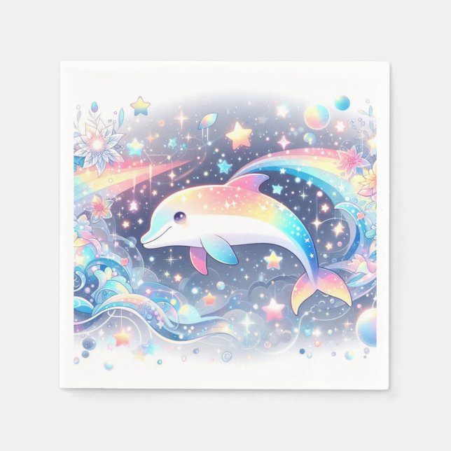 Förtrollad liten delfinbabystölder pappersservett (Framsidan)