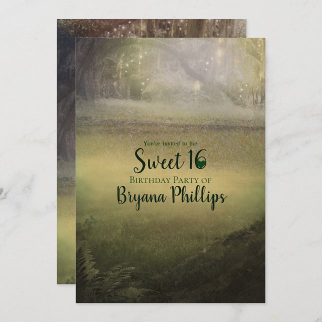 Förtrollad Ljus Forest Sweet 16 Party Inbjudningar (Fram/baksida)