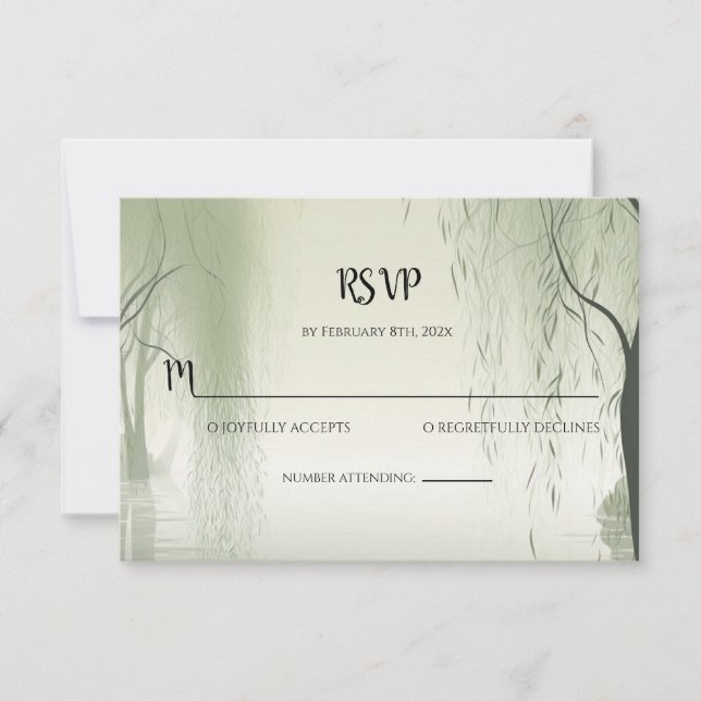 Förtrollad lövverk Elegans Vårinspirerat RSVP Anteckningskort (Framsida)