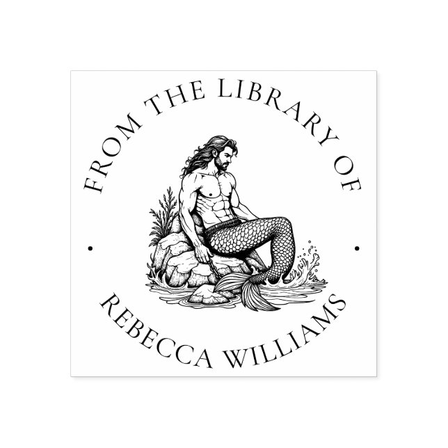 Förtrollad Merman "Från Bibliotek av" Ocean Kung Stämpel (Tryck)