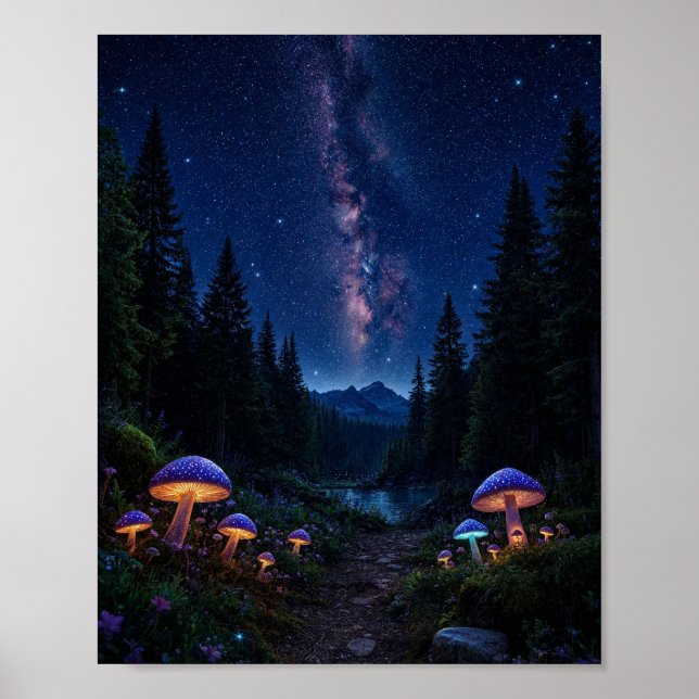 Förtrollad Midnatts Skog: Lysande Svamp  Poster (Framsidan)