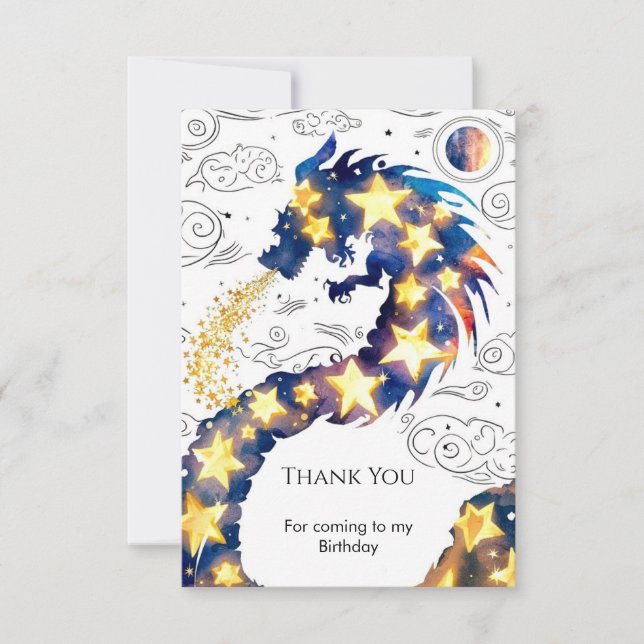 Förtrollad Mystisk Drakfödelsedag Tack Kort (Framsida)