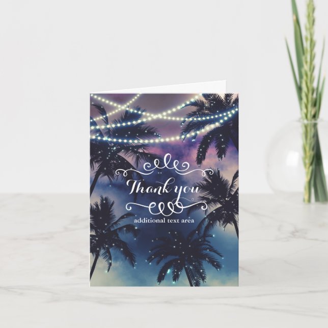 Förtrollad nattlig himmel Kvällsstrandljus Bröllop Tack Kort (Framsida)