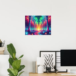 Förtrollad Neon-skog - Radiant Glowing Träd Poster