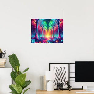 Förtrollad Neon-skog - Radiant Glowing Träd Poster
