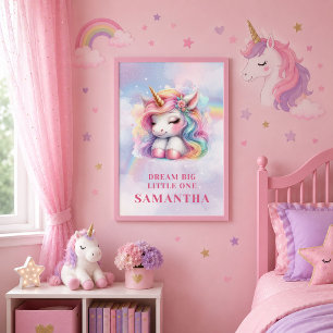 Förtrollad Pastell Enhörning Magisk Dag Födelsedag Poster