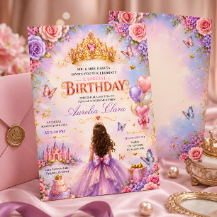 Förtrollad Prinsess Krona Födelsedagsfest för Flic Inbjudningar
