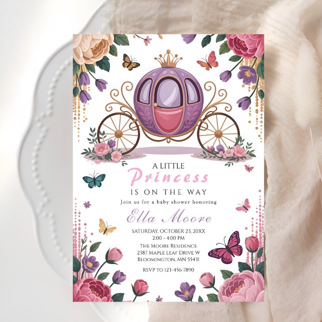 Förtrollad Prinsessvagn Baby Shower Inbjudningar (Skapare uppladdad)