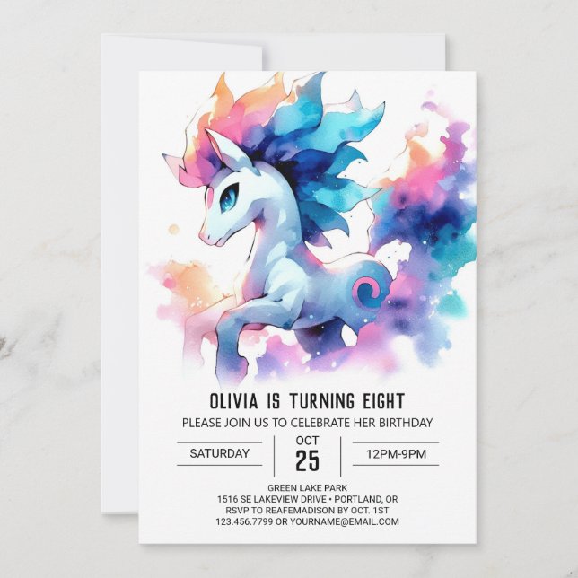 Förtrollad printable Horse Birthday Inbjudningar (Framsida)