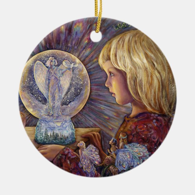 Förtrollad prydnad för snöjordklothelgdag 2017 julgransprydnad keramik (Framsidan)