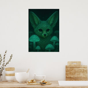 Förtrollad räv & bioluminiscerande svampar Poster