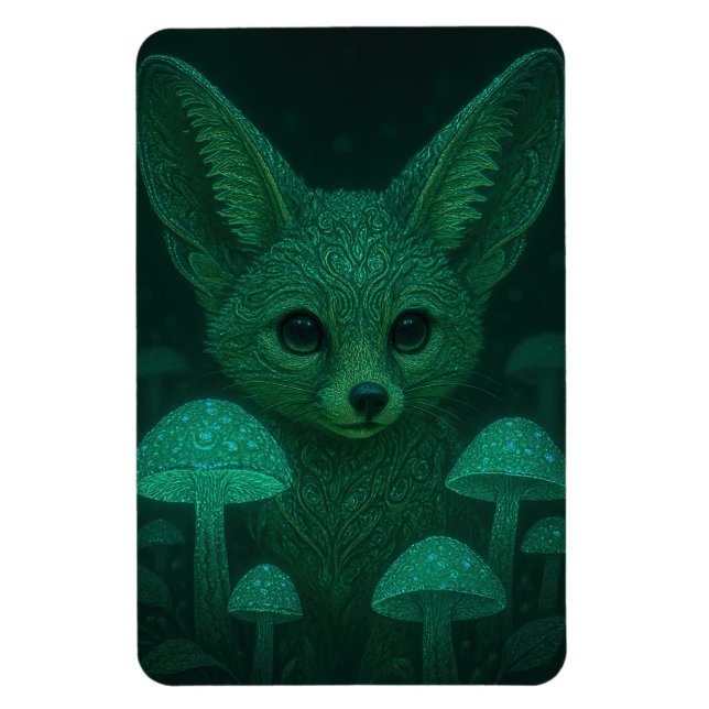 Förtrollad räv med bioluminösa svampar Magnet (Vertikal)